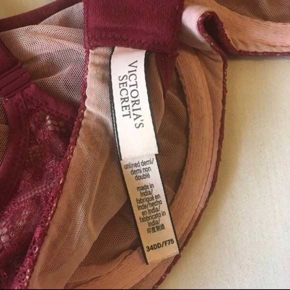 Victoria’s Secret Maroon Lace Unlined Demi Bra - Picture 3 of 5